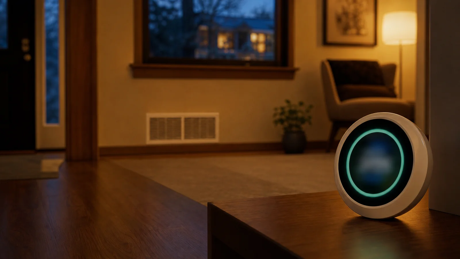 Warm interior room with thermostat